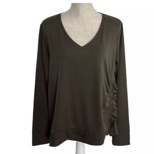 NWT Simply Vera Vera Wang V-Neck Soft French Terry Ruched Long Sleeve Top